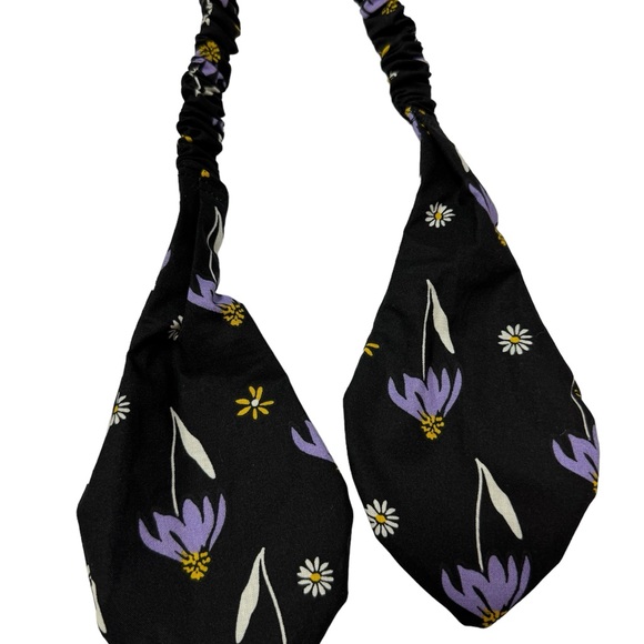 Black eye Susan’s multi print hair tie scrunchie hand made USA cotton fun gift - Picture 2 of 4